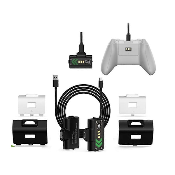 Genopladeligt batteripakke til spilcontroller til XboxSeriesS Gamepad-batterier med indikator, batteridæksel og USB-kabel