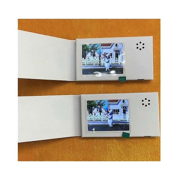 2,4 tums Vit Videobok Kort 128MB LCD Inbjudningspresent Musik Grattiskort Ladda Upp Video LC