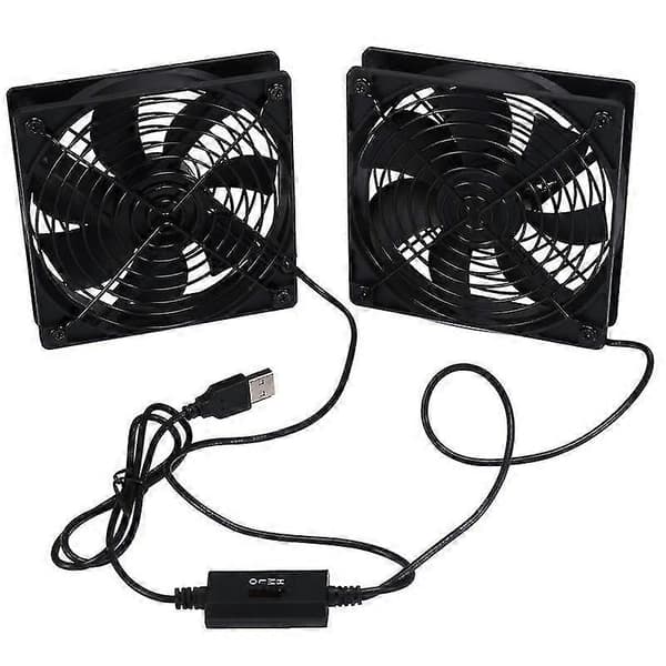 Dobbel 120mm 5v USB-drevet PC-ruter-vifte med hastighetskontroller