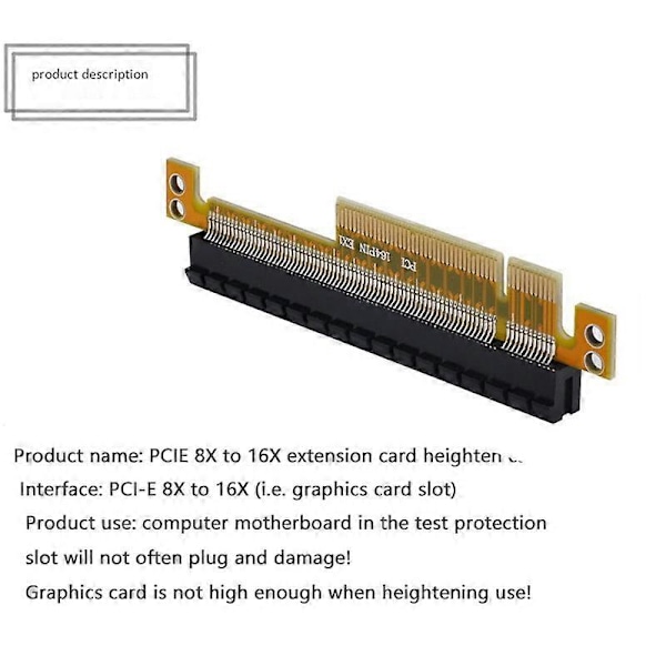 PCI-E Express 8X - 16X Jatkojohtosovitin Riser-kortti Uros - Naaras Jatko