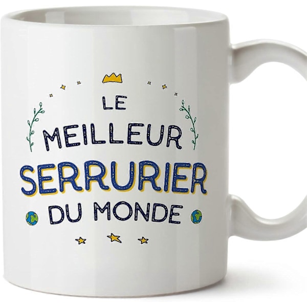 Låsesmed Mand Krus på fransk Meilleur du Monde Sjov Gave til Kolleger Keramisk 11oz Krus