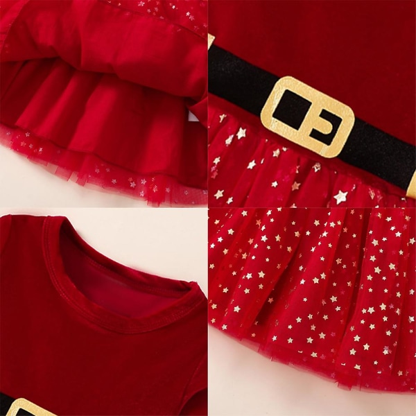 Flutter spets långärmad kjol, nyfödd baby julklänning 80