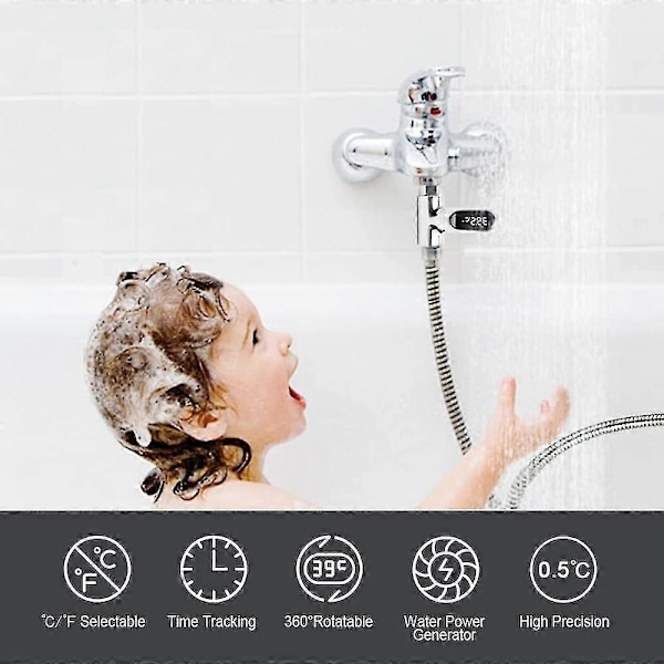 Baby Badtermometrar, LED Vattentermometer Digital Display Duschtemperatur 0~100 Celsius/fahrenheit, 360 Roterande