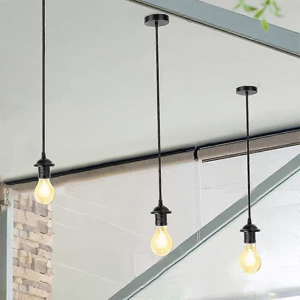 2 Stk. E27 Sort Krom Lampe Loftroset Lysarmatur - YYA