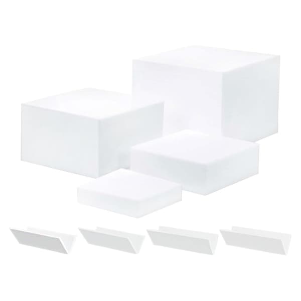 4 stk. Akryl Buffet Risers 5 Sidede Nesting Risers til Samling af Kosmetik