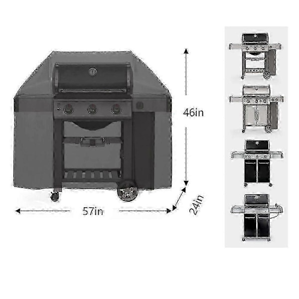145 cm Grillipeite Weber Genesis II, Genesis II LX 300 -sarjalle ja Genesis 300 -sarjan kaasugrilleille, kestävä vedenpitävä grillipeite, haalistumaton