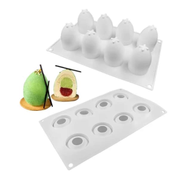Påskeegg Silikonform Åtte Hull Tredimensjonal Eggform Gipsform DIY Håndlaget Hjemmedekor