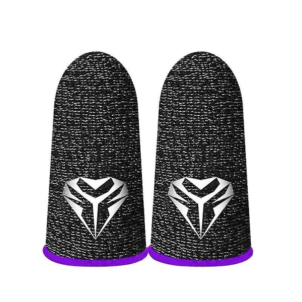 Gaming Finger Sleeves for mobile spillkontrollere, 0,3 mm ledende sølvfiber Anti-svette Pustende spillhansker for Pubg/ros Purple