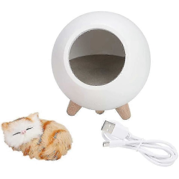 Katt Kjæledyrhus Bordlampe, Søt Katte Nattlampe Lite Kjæledyrhus Dobbel Strøm USB Lading Led Nattlampe