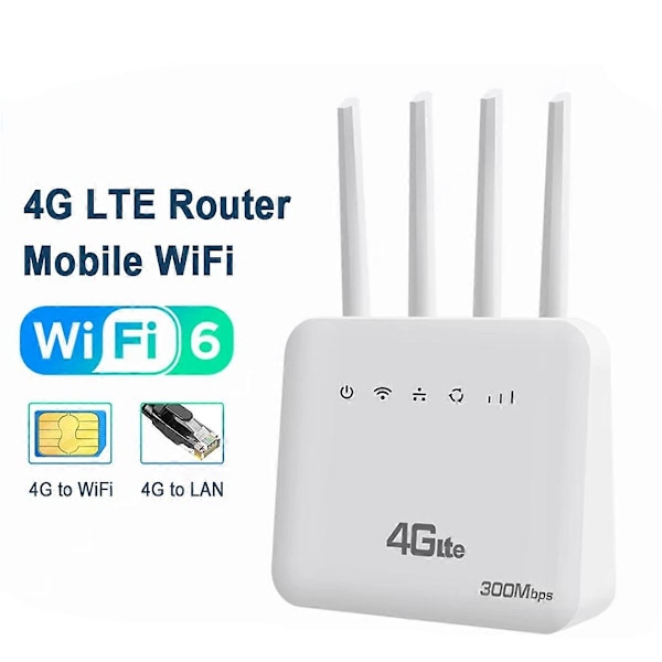 4G CPE Router WiFi 6 LTE Router med SIM-kort Slot WiFi Modem 300Mbps