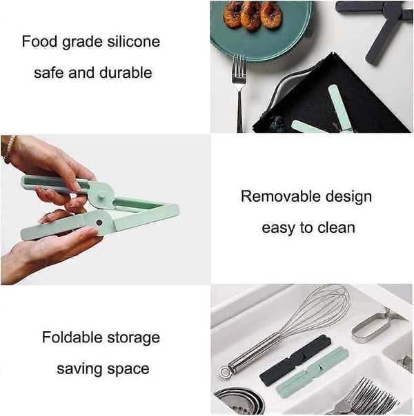 Set med 2 Korsformade Silikondukar, Vikbara Halkfria 20*3.2*1.1cm Grå, Grön