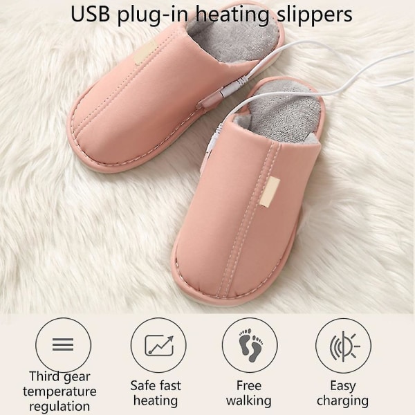 Sähköinen jalkojen lämmitin 3 vaihdetta talvella lämmitettävät tossut USB nopea lämmitys jalkojen lämmitin Pink M