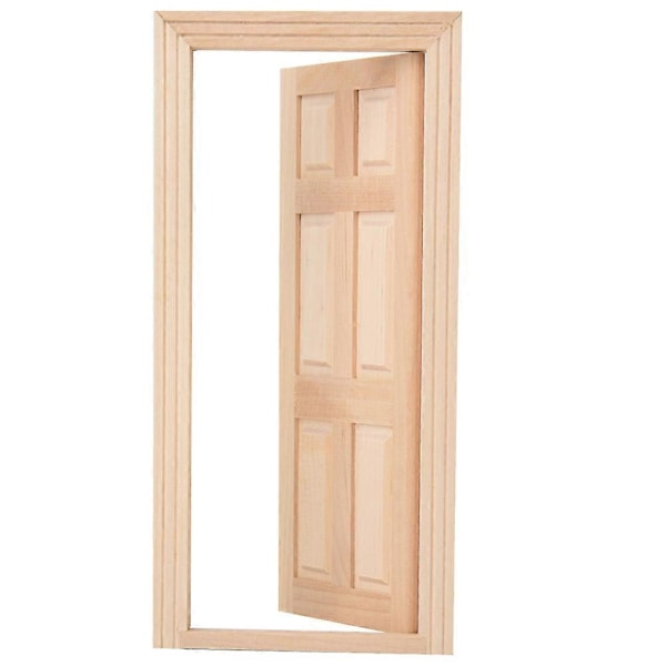 Mini Puinen Nukkekodin Ovi DIY Huonekalutarvikkeet 1:12 Mittakaava