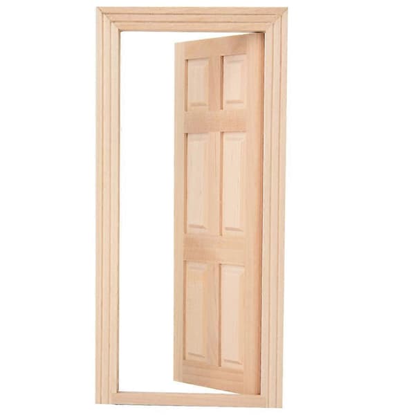 Mini Trädockhus Dörr DIY Möbeltillbehör 1:12 Skala