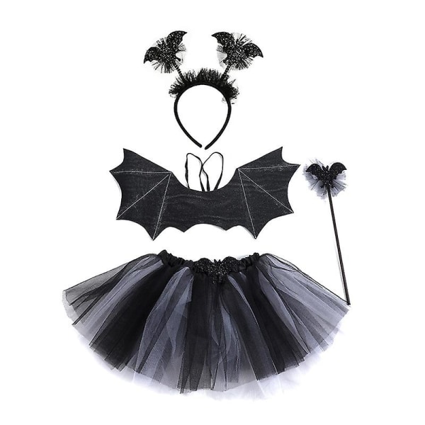 Jenter Lilla flaggermus Fancy Dress Up Edderkoppnett Heks Barn Edderkoppsett Halloween kostyme B