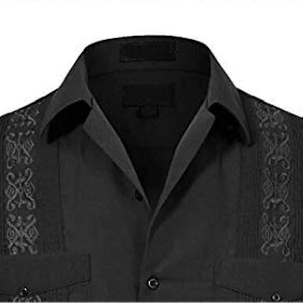 \"Miesten lyhythihainen Kuubalainen rantapaita taskullinen Guayabera-paita\"