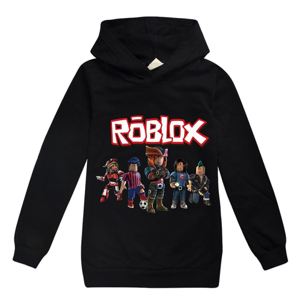 Roblox Game Printed Hættetrøjer Børn Drenge Piger Langærmet hættetrøje Sweatshirt Casual Toppe Jumper Black 11-12 Years
