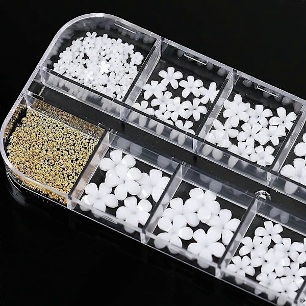 Blom-nageldekorationer för akrylnaglar 3D Nagelkonstdekorationer Nagelglitterdekaler 3D Blom-nagelpärlor Strassdesign Nagelstuds Smycken Salong Nageltillbehör