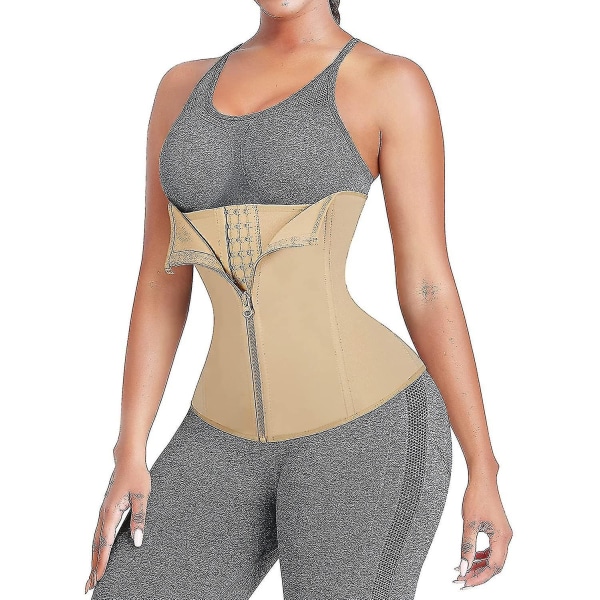 Tflycq Neopren Waist trainer Trimmer 6 Stålben Fajas Andas midja Cincher Bälte Korsett Dragkedja och krokar Kvinnor Kroppsform Justerbara remmar Body S Zip-hook-beige L