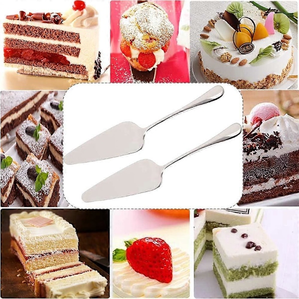 Liten Pajserver Rostfritt Stål Set om 2, Tårt- och Pajserver, Professionell Dessertserver, Silver