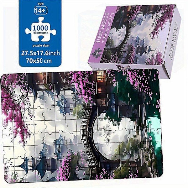 Nya modeller 3-pack 1000 bitars landskapsmotiv pussel för vuxna, ramlös 5D konst pusselset för utmanande hjärngymnastik och avkoppling