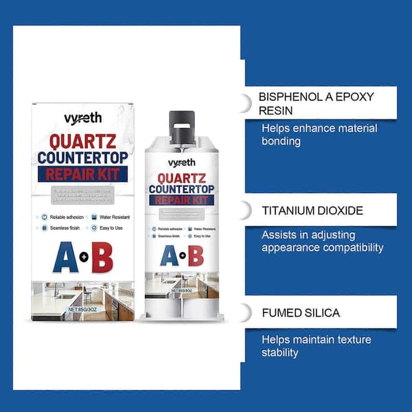 Reparationssæt til bordplader af kvarts og granit A+B Epoxyformel for stærk binding 1pcs