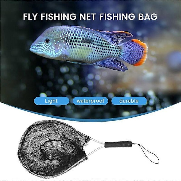 Aluminium Håv Fluefiske Fiskesparer Nylon Knuteløst Mesh Ørret Håndnett