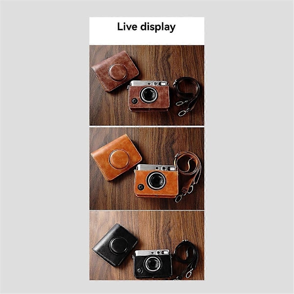 PU Läder Kameraväska för Fujifilm Instax Mini EVO Skyddsfodral, D