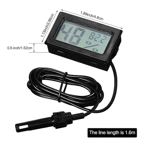 Digital Termometer Hygrometer med Sond Inomhus Temperatur Luftfuktighetsmätare Hygrometer Mätare för Inkubator Reptilväxt
