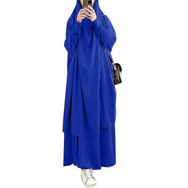 Uae Saudi Solid Robe Klänning Huvförsedd Kostym Etniska Kläder blue