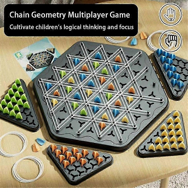 Kedjetriangel Geometri Brädspel Schackspel Triggle Gummibandsspel Pedagogisk Interaktiv Multiplayer Leksaker för Barn Familjefest Present Ny
