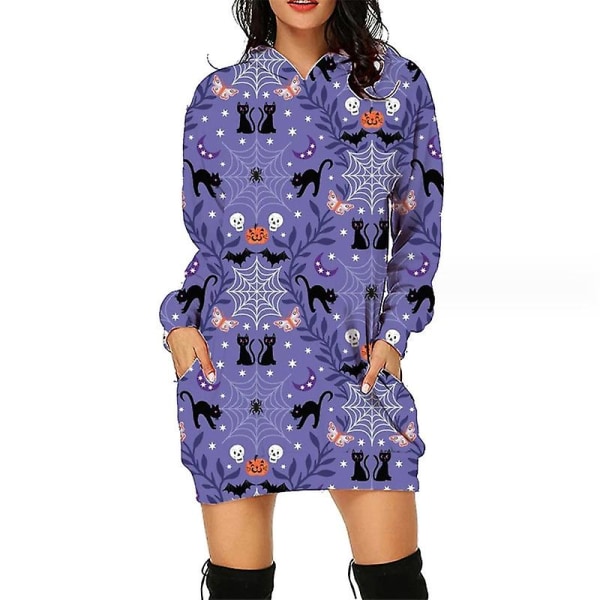 Halloween-hupparimekko naisille pitkähihainen syksyn muoti villapaidat Villapaidat Casual halloween-mekko taskuilla style 9 L