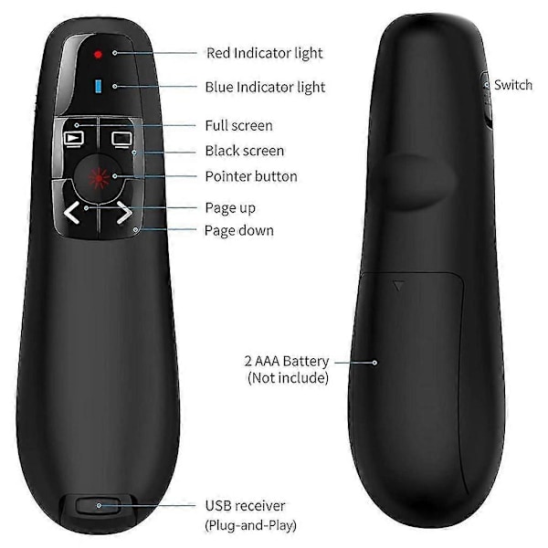 Presentasjonsklikker USB-peker Trådløs Presenter Fjernkontroll Powerpoint-klikker