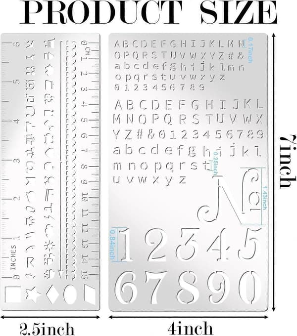 4 stykker metal journal stencils, genanvendelig rustfrit stål skabelon planner stencil til journaling DIY scrapbooking, vane tracker, ugentlig oversigt, note 1 Set