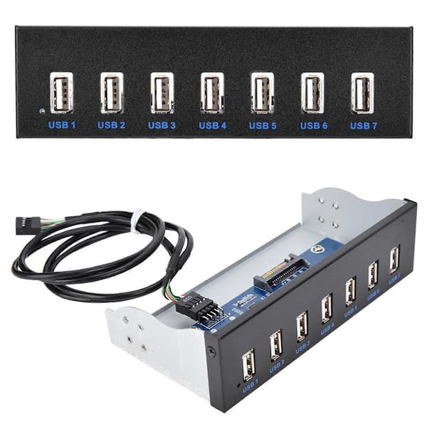 USB Hub Boks Panel 7 Port USB2.0 Tapfri Dataoverføring USB Hub Drive Panel