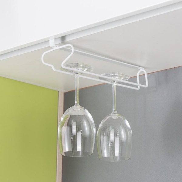 Vinglassholder Under Skap Vinglassholder Hvit Stettglassholder Ingen Boring Metall Vinglass Organizer Ny