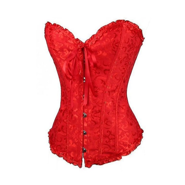 Tflycq Tube Top Jacquard Gothic Palace Korset Vest Shapewear Korset Red XXXL