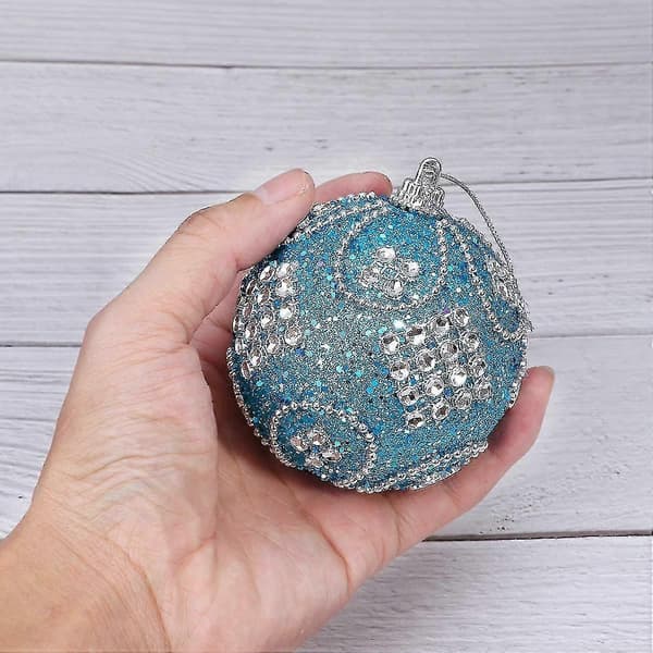 8 cm glitrende, knusebestandige julekulepynt i krystall, 3 stk (lilla)bd