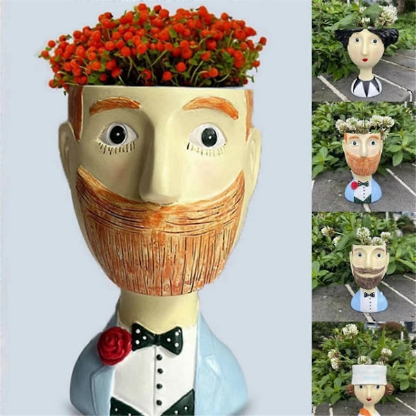Sukulent Planter Manlig Blomkruka Kaktus Växtkruka Harts Hantverk Landskap Bonsai Planteringskrukor Ornament A