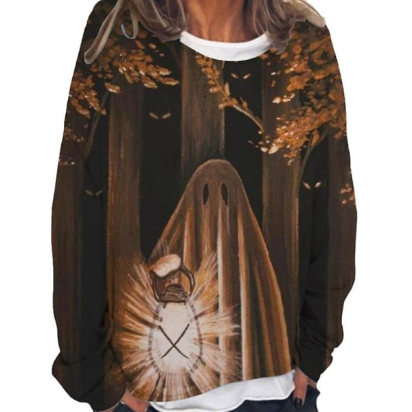 Ghost Sweatshirt Kvinnor Halloween Pumpkin Shirts Rolig nyhet Grafiska T-shirts Långärmade höstskjortor style 11 XXL