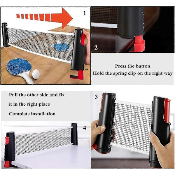 Uttrekkbart Ping Pong Nett, Portabelt Bordtennisnettstativ, Perfekt For Ping Pong Bord, Skrivebord, Spisebord