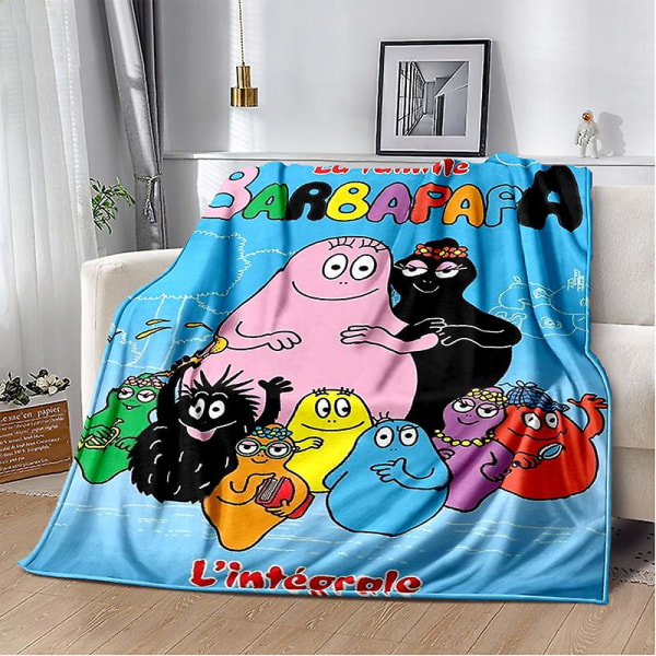 Les Barbapapa Familie Anime tegneserietæppe,blødt tæppe til hjemmet i soveværelset Sengesofa Picnic Rejsekontorbetræk Tæppe Børn 150x180cm 18