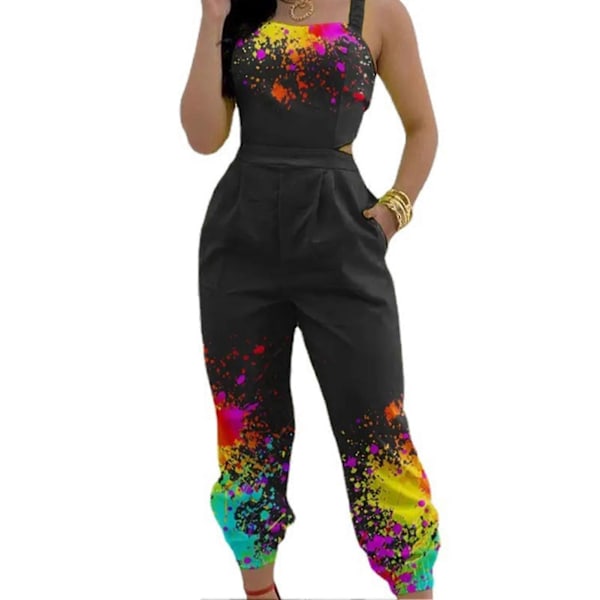 Färgglad Jumpsuit med Tryck Högkvalitativ Slitstark Overall för Kontor