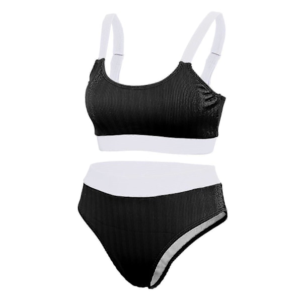 Dame Badetøj Bikini Sæt Sommer Strand Badedragt 2 Dele BH sort L