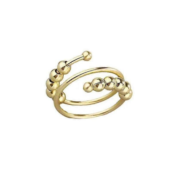 Angstring Regnbueperler Angstring Kvinder Justerbar Roterende Perler Åben Ring Antistress Fidget Ringe Gave til Datter B  Gold adjustable