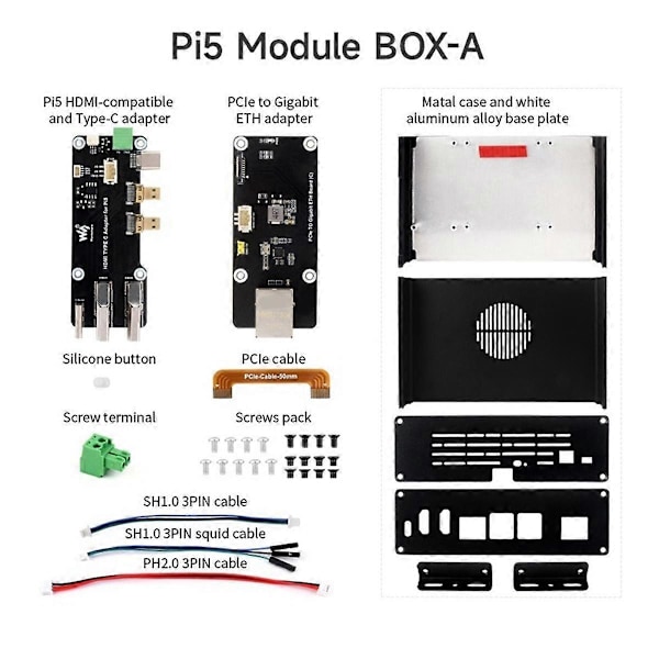 Multifunktionelt Mini-Computer Kit Designet til 5, Aluminium Alloy Kabinet til PCIe Adapter A