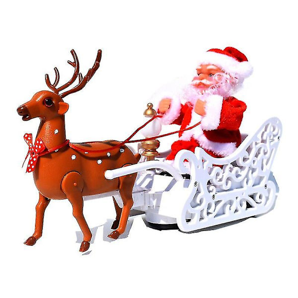 Deer Pulling Cart Musik Elektrisk Julemand Børnelegetøj Julegaver Desktop Julepynt Julepynt