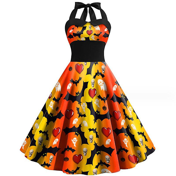 Halloween Kvinder Sommer Slanke ærmeløse A-line Flare Solkjoler COLOR 7 L