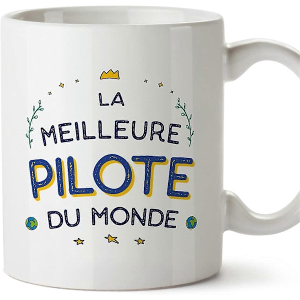 Pilot Dame Kopp i Fransk Meilleur du Monde Morsom Gave til Kolleger Keramisk 11oz Kopp