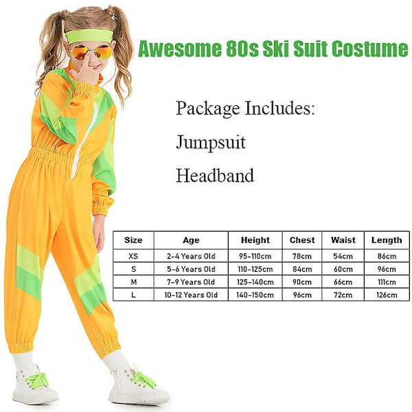 2023 New Arrival Pige Shell Suit Party Træningsdragt Halloween Cosplay Til Børn 80'er Skidragt Kostume 10-12 Years Old